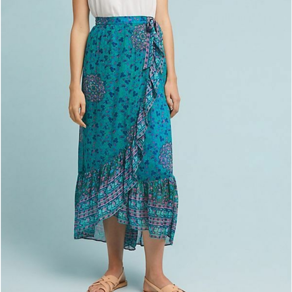 NWT Anthropologie Allegra Skirt Blue Motif Sz 4